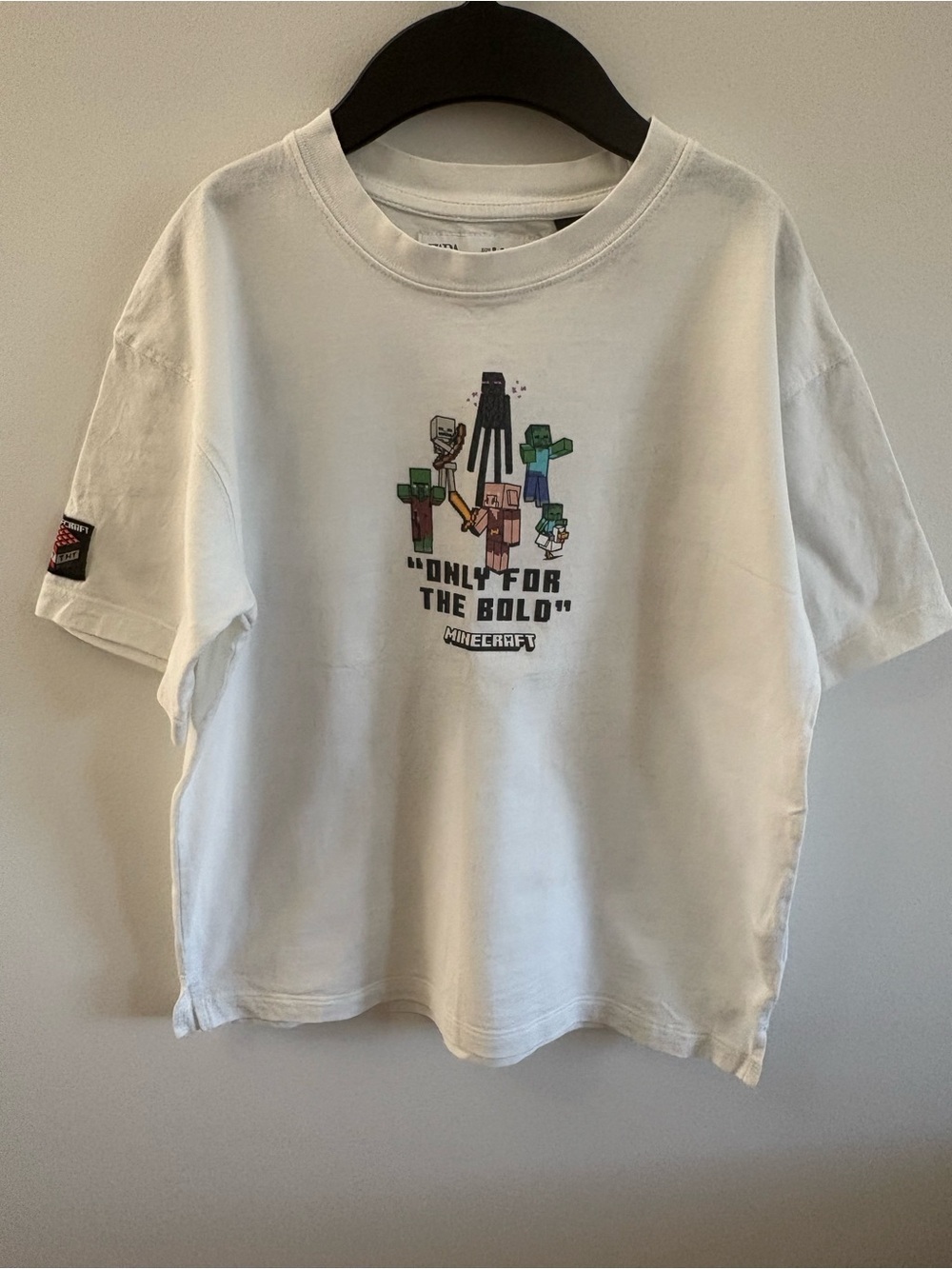 Zara White Kids' Minecraft Graphic Tee with Multicolor Characters
